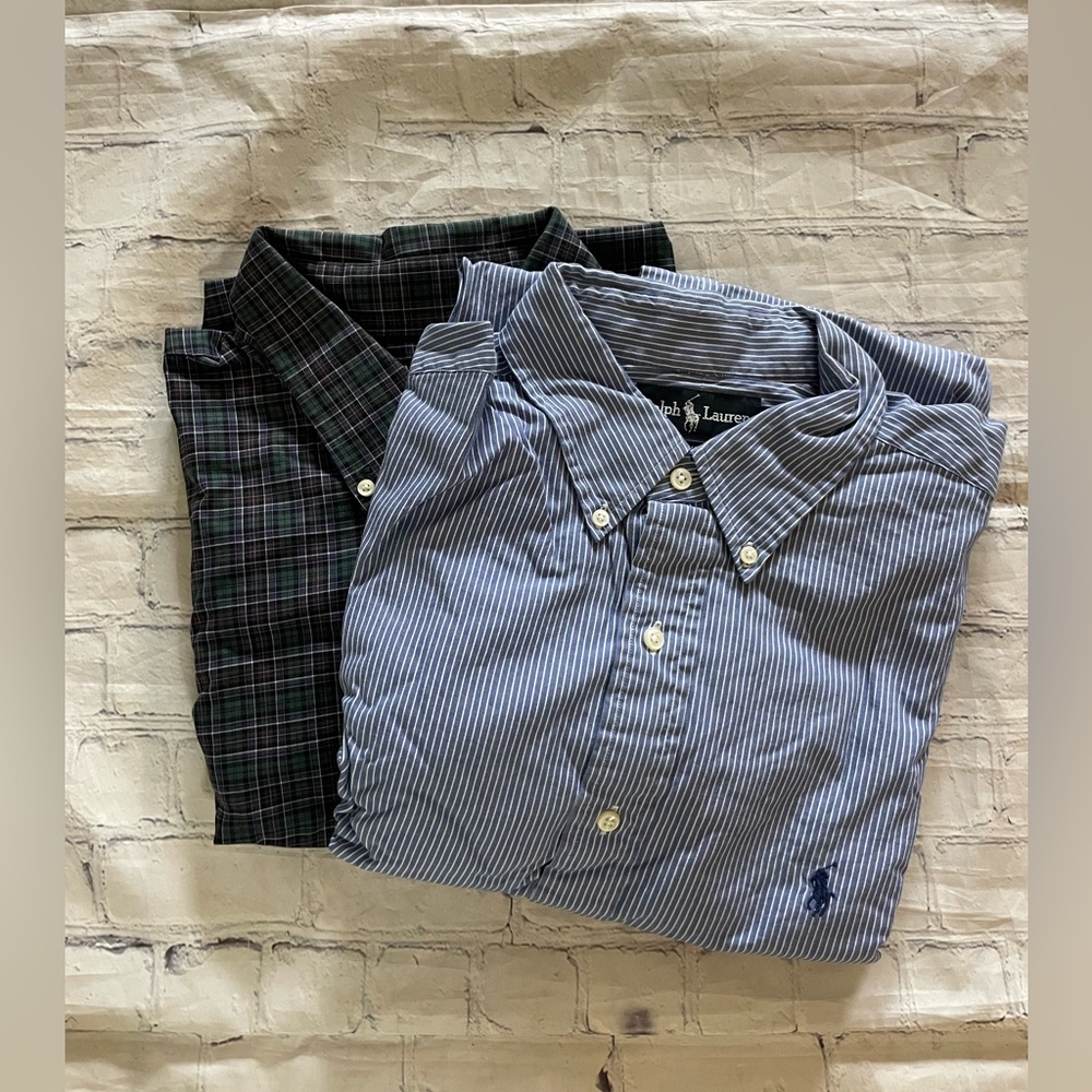 Mens Ralph Lauren Striped and Plaid Button Down Shirts Bundle